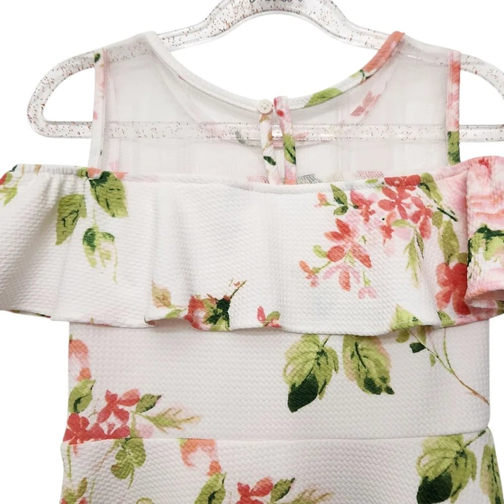 The Children's Place‎ Girls Short Sleeve Floral Cold Shoulder Kids Summer Dress